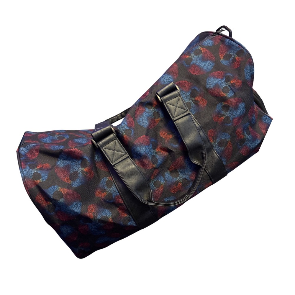 NEW Skull Print Duffel Bag Black Red Blue Weekender Travel Gym Bag